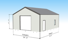 Load image into Gallery viewer, 24' x 30' DIY Steel Garage Kit